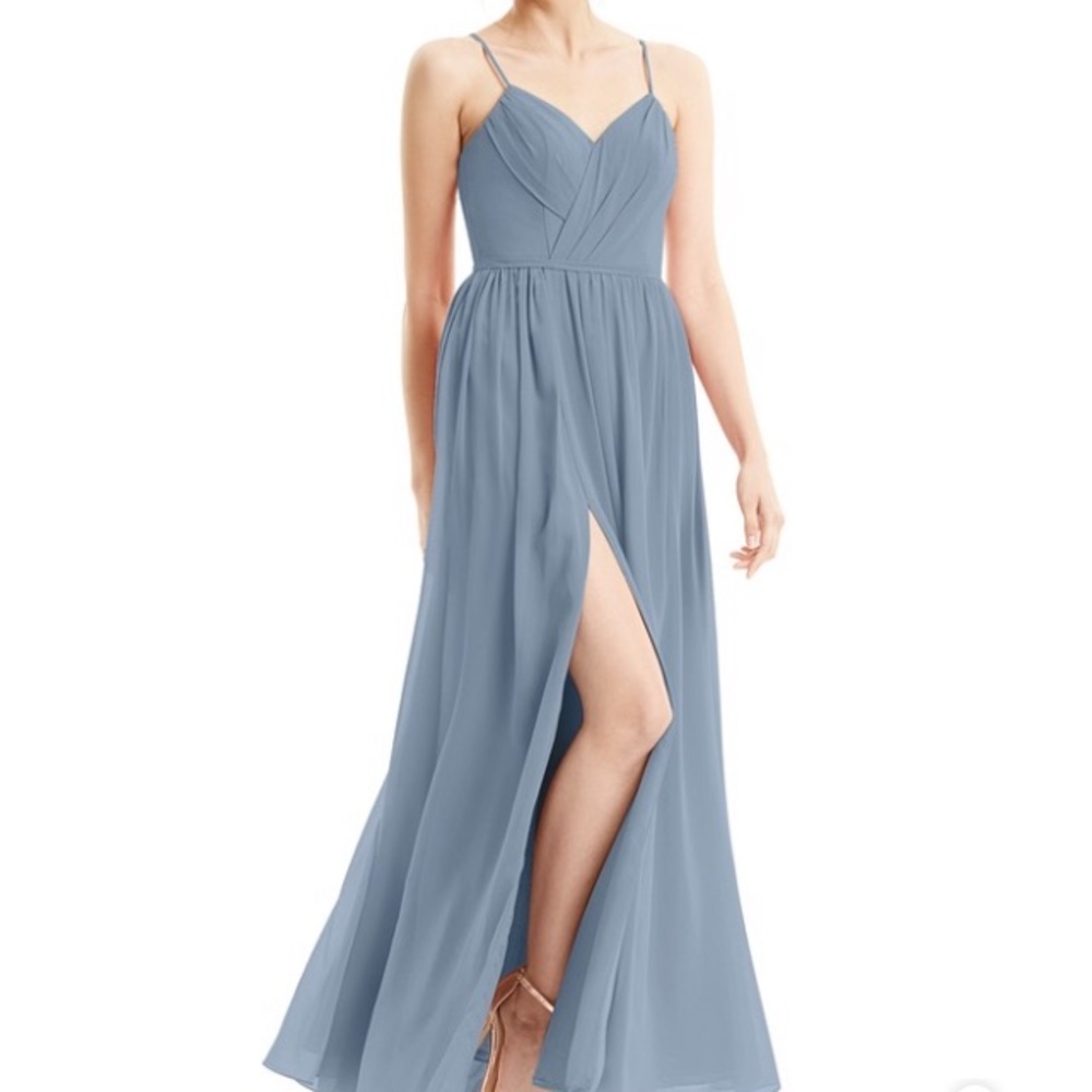 Azazie Cora Dress in Dusty Blue
